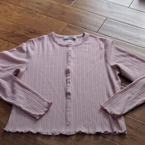 MNG by Mango Knitted Cardigan Pink with Scalloped Detailing Size XL
